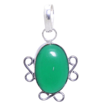 green jade gemstone pendant in 925 sterling silver overlay metal