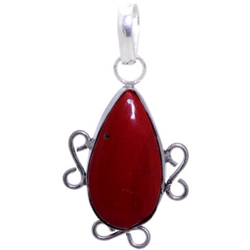 red jasper gemstone pendant in 925 sterling silver overlay metal