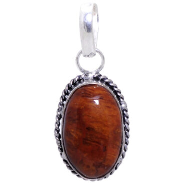 tiger’s eye gemstone pendant in 925 sterling silver overlay metal
