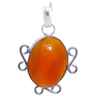 carnelian gemstone pendant in 925 sterling silver overlay metal