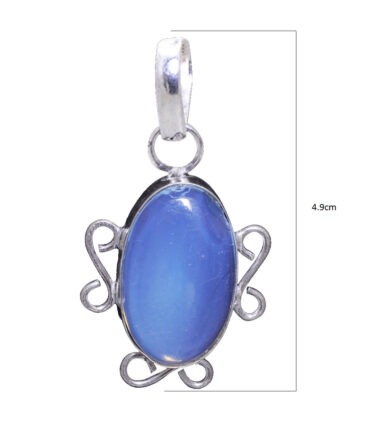blue chalcedony gemstone pendant in 925 sterling silver overlay metal