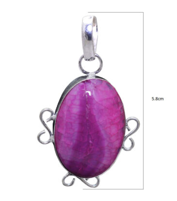 pink opal gemstone pendant in 925 sterling silver overlay metal