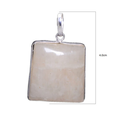 white quartz gemstone pendant in 925 sterling silver overlay metal