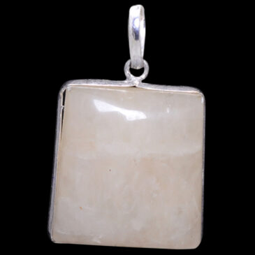 white quartz gemstone pendant in 925 sterling silver overlay metal