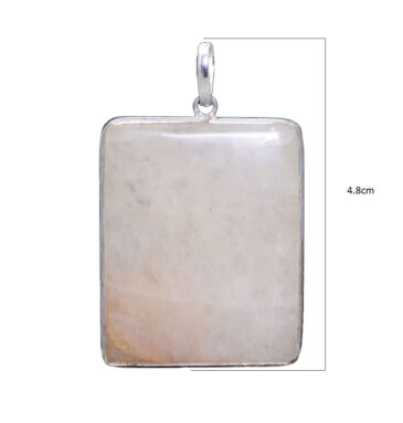 white quartz gemstone pendant in 925 sterling silver overlay metal