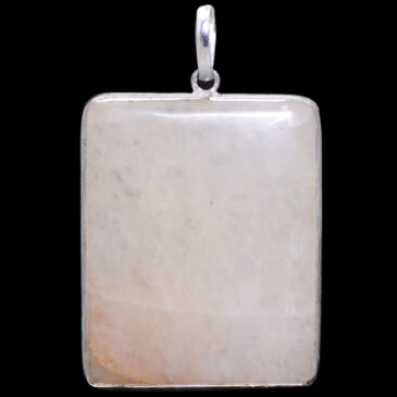 white quartz gemstone pendant in 925 sterling silver overlay metal