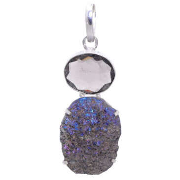 Smokey & blue Druzy gemstone pendant