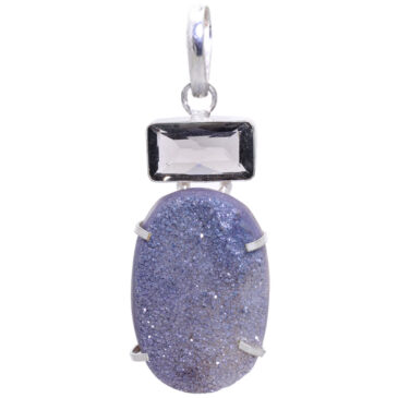 Topaz & Druzy gemstone Studded Pendant In .925 Silver Overlay