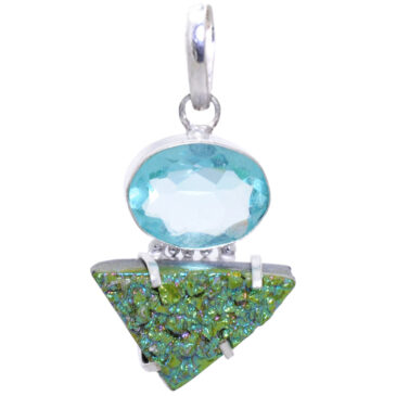 topaz & lime light pendant in 925 sterling silver overlay metal