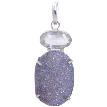 crystal & Druzy gemstone pendant in 925 sterling silver overlay metal