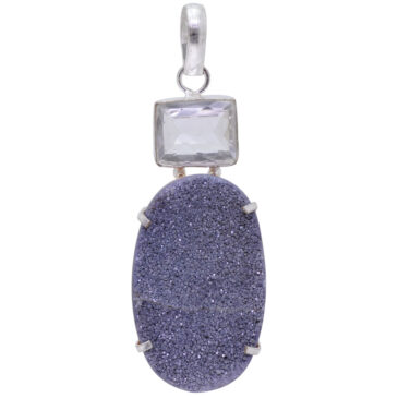 crystal & silver Druzy stone pendant