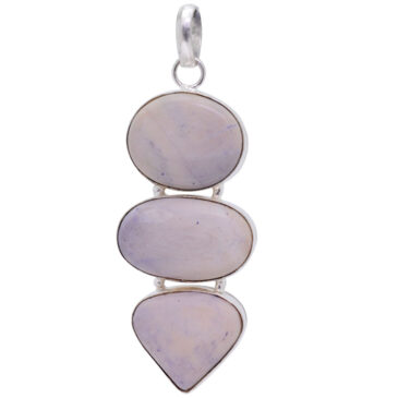 blue chalcedony gemstone pendant in 925 sterling silver overlay metal