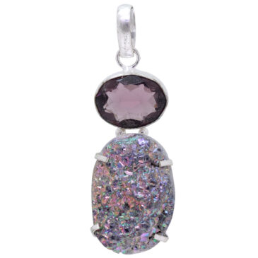 Smokey Quartz & Druzy stone pendant