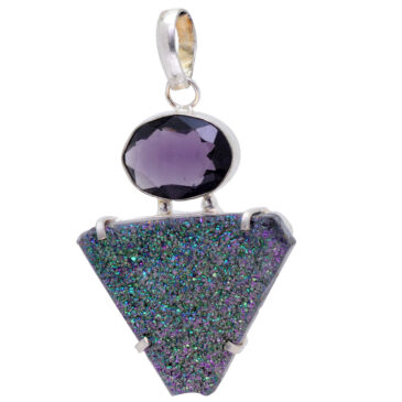 sea blue gemstone pendant in 925 sterling silver overlay metal