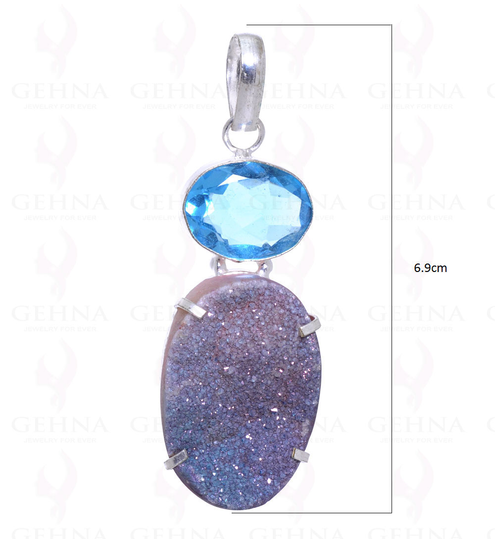 Blue Topaz & Druzy Gemstone Pendant GP2069