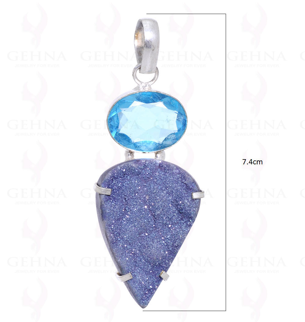 Blue Topaz & Druzy Gemstone Pendant GP2076