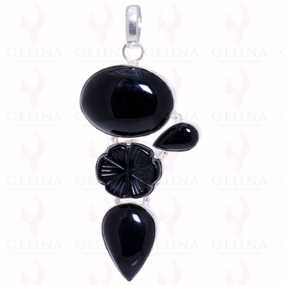 Black Onyx Gemstone Pendant In 925 Sterling Silver Overlay Metal GP2088
