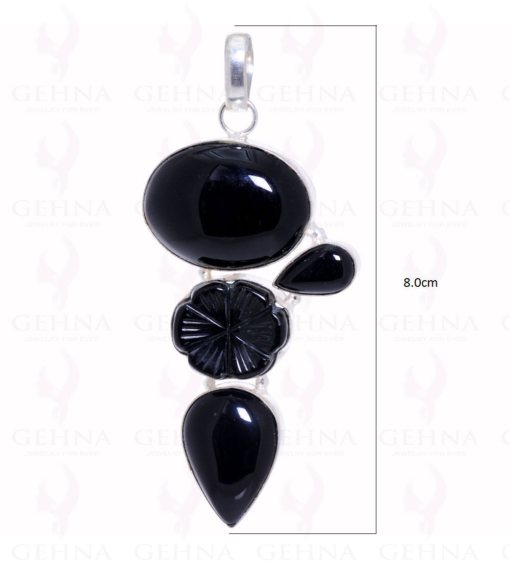 Black Onyx Gemstone Pendant In 925 Sterling Silver Overlay Metal GP2088