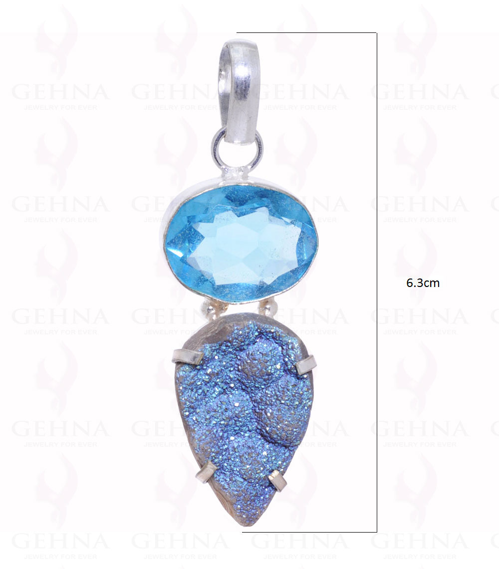 Blue Topaz & Druzy Gemstone Pendant GP2091