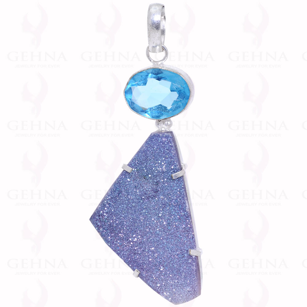 Blue Topaz & Druzy Gemstone Pendant GP2094