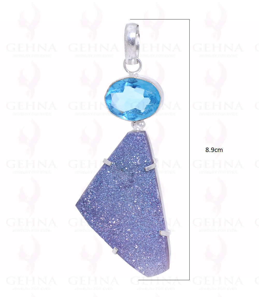 Blue Topaz & Druzy Gemstone Pendant GP2094