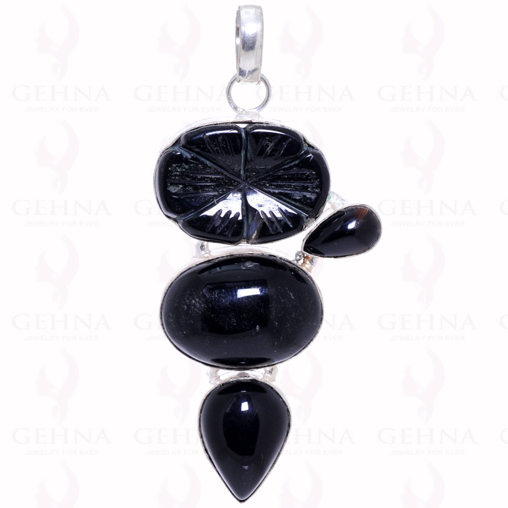 Black Onyx Gemstone Pendant In 925 Sterling Silver Overlay Metal GP2103