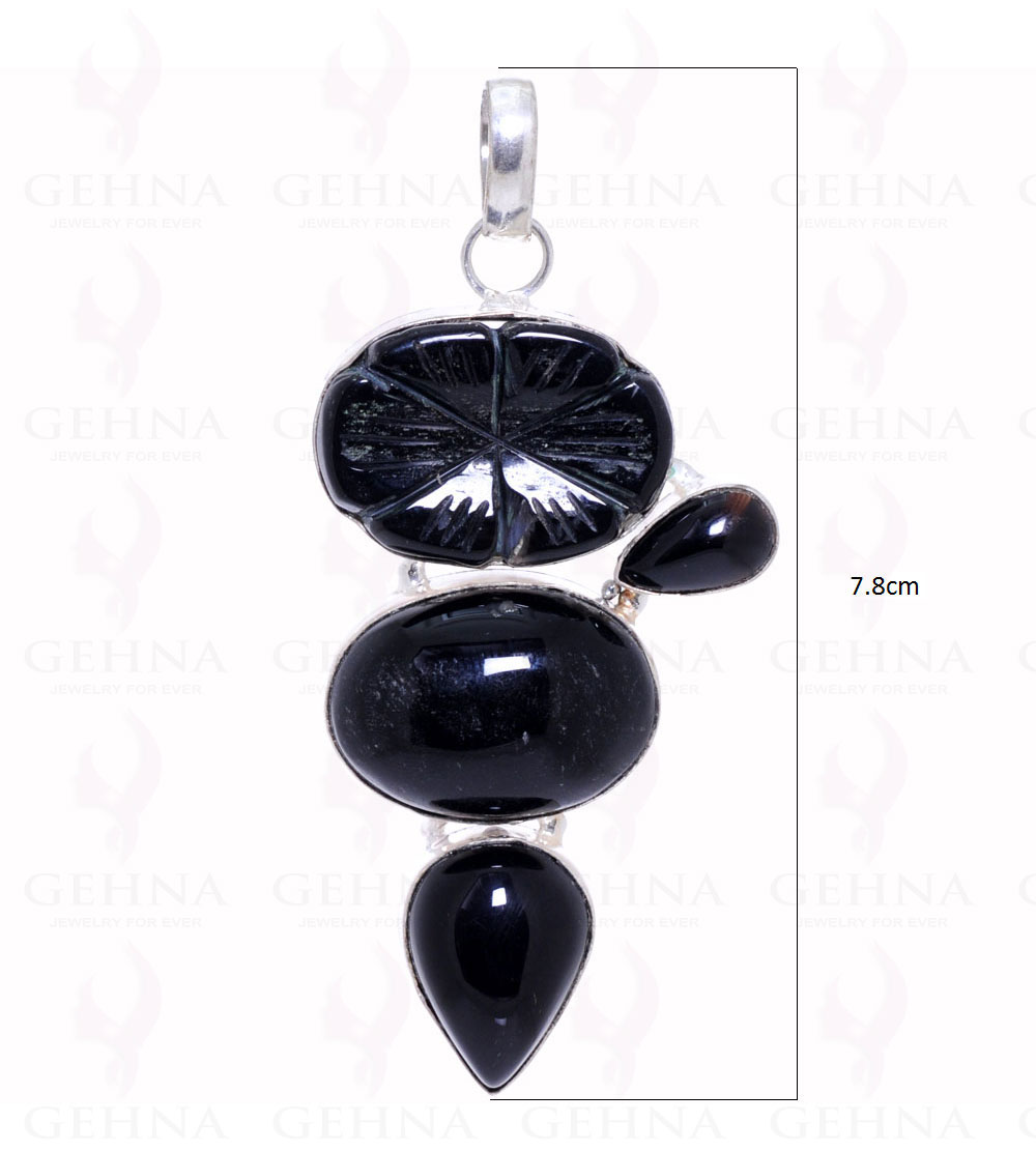 Black Onyx Gemstone Pendant In 925 Sterling Silver Overlay Metal GP2103