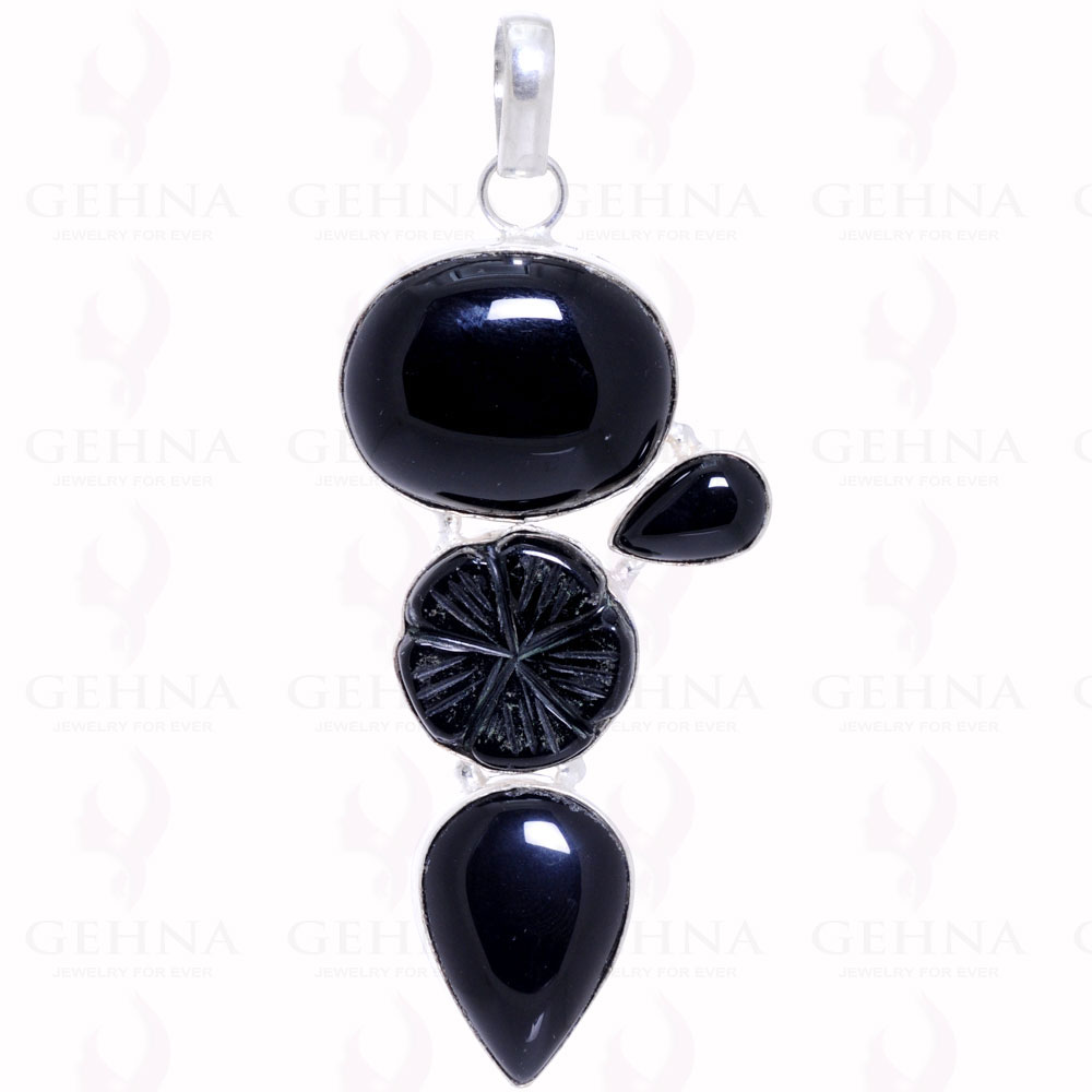 Black Onyx Gemstone Pendant In 925 Sterling Silver Overlay Metal GP2117