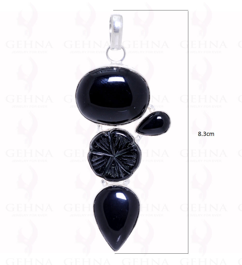 Black Onyx Gemstone Pendant In 925 Sterling Silver Overlay Metal GP2117