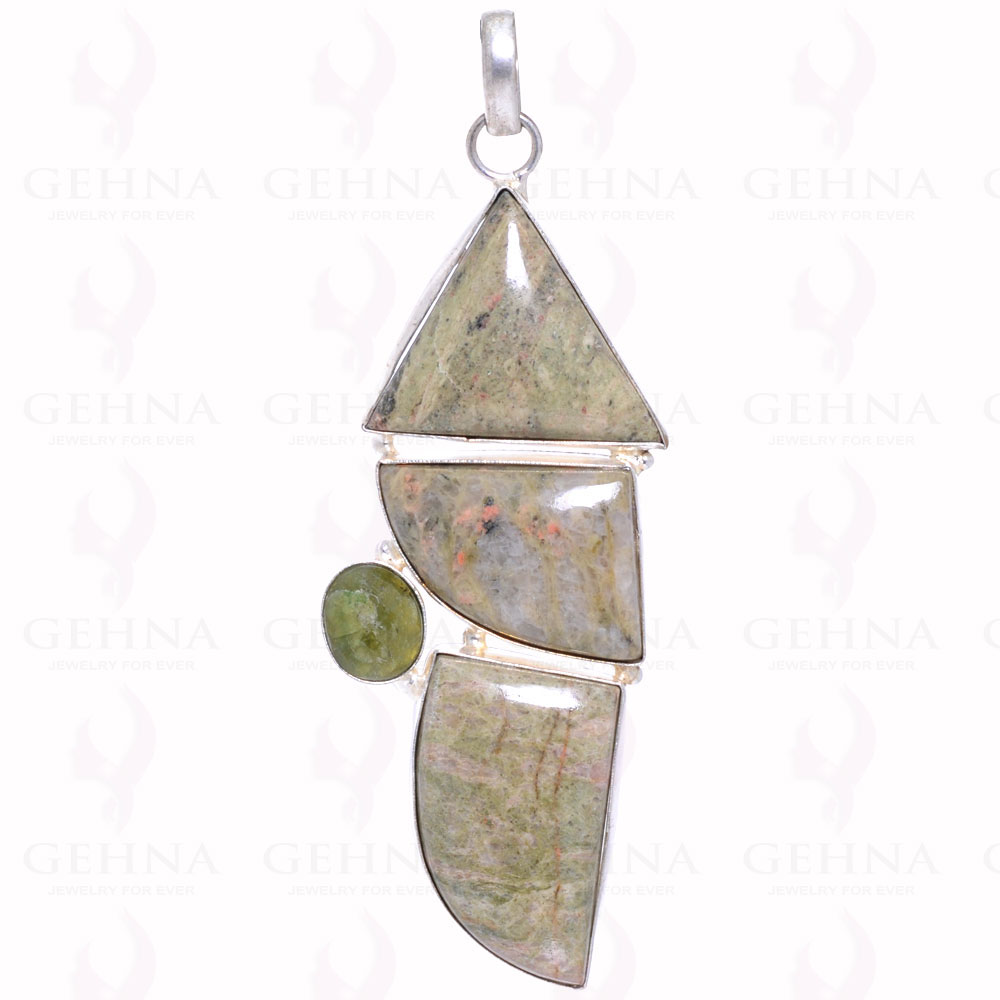 Unakite Gemstone Pendant In 925 Sterling Silver Overlay Metal GP2124