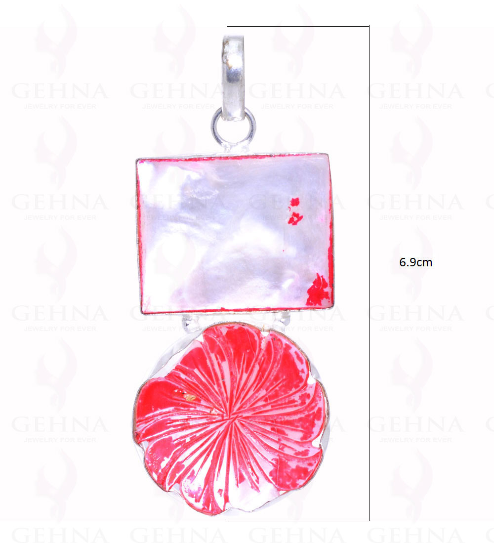 Mother Of Pearl Gemstone Pendant In 925 Sterling Silver Overlay Metal GP2130