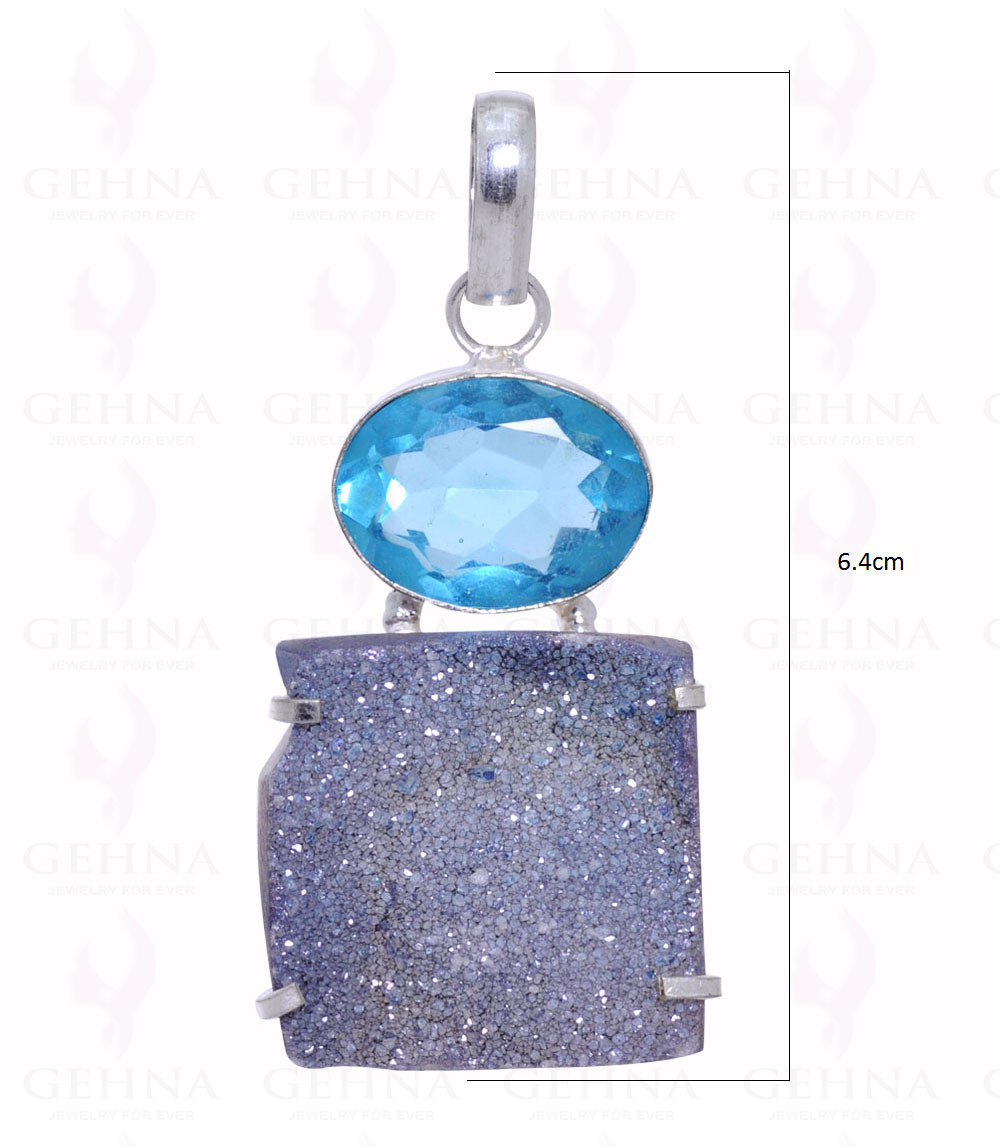 Blue Topaz & Druzy Gemstone Pendant GP2141
