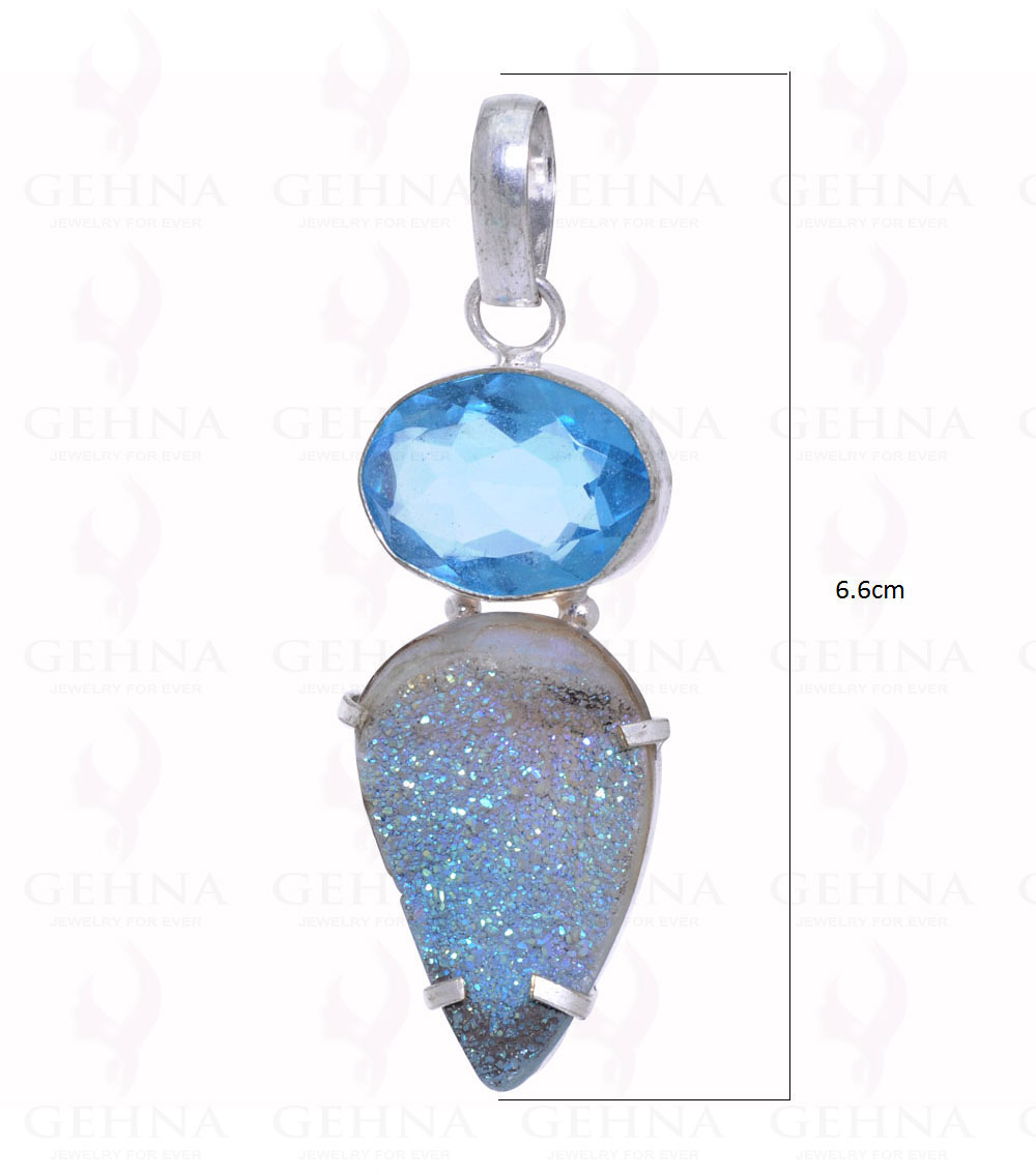 Blue Topaz & Druzy Gemstone Pendant GP2149
