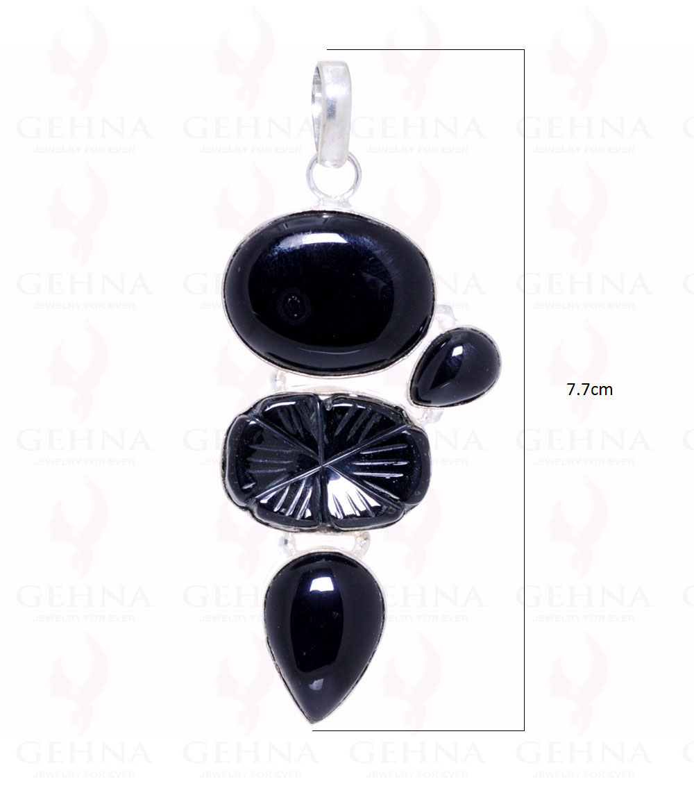 Black Onyx Gemstone Pendant In 925 Sterling Silver Overlay Metal GP2163
