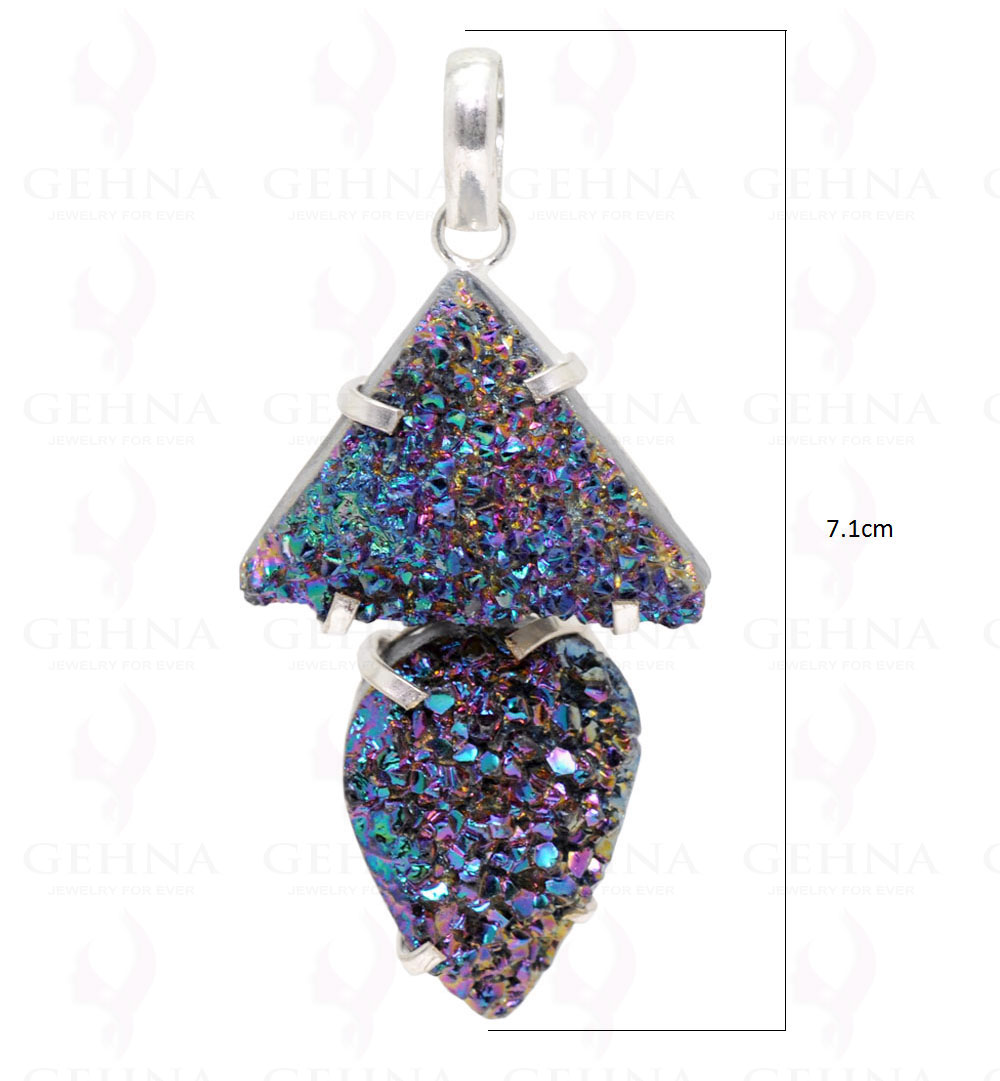 Multi Color Druzy .925 Sterling Silver Overlay Pendant GP2184