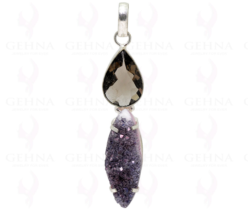 Smokey & Black Druzy .925 Sterling Silver Overlay Pendant GP2220
