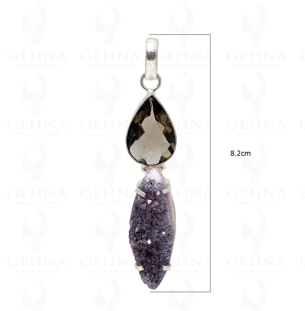 Smokey & Black Druzy .925 Sterling Silver Overlay Pendant GP2220