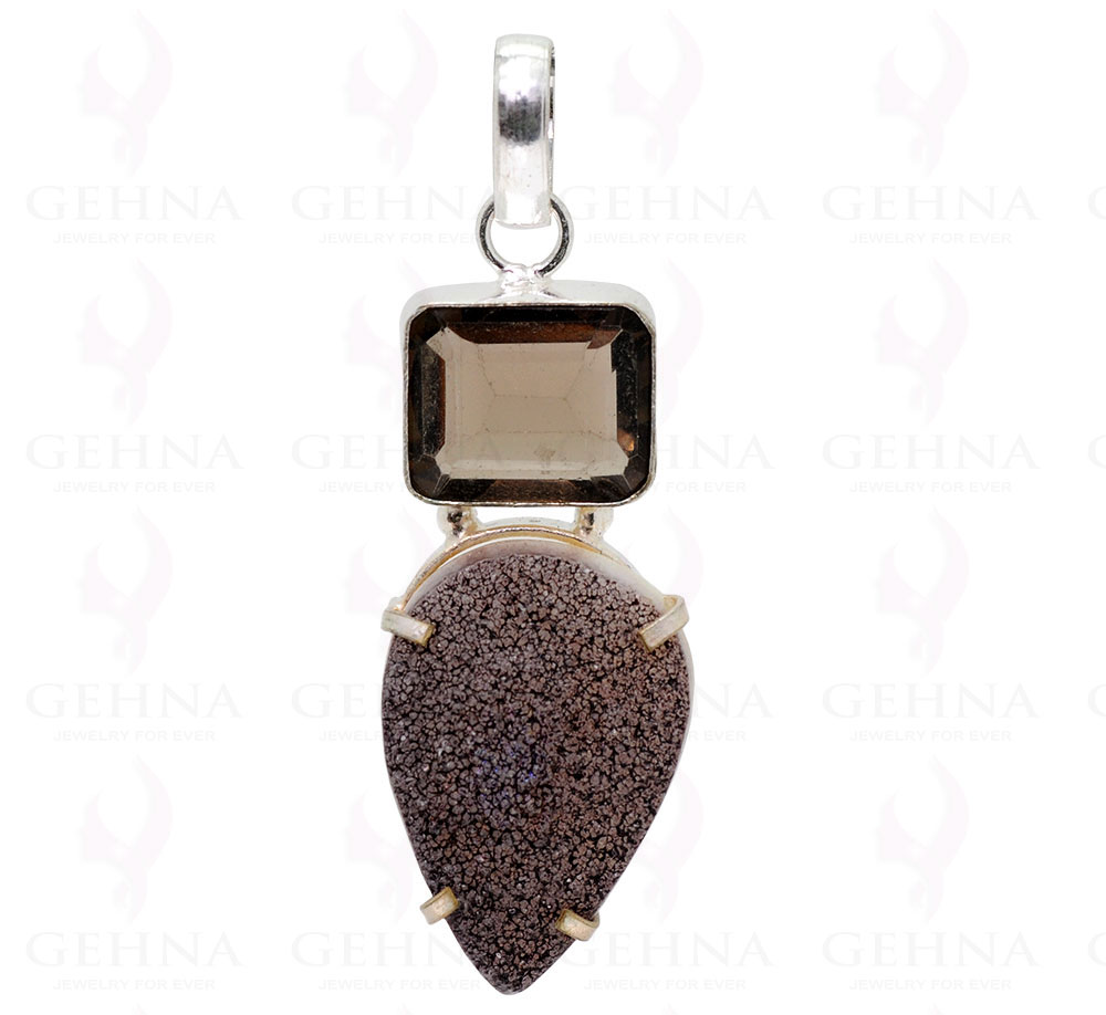 Smokey & Coffee Druzy .925 Sterling Silver Overlay Pendant GP2250