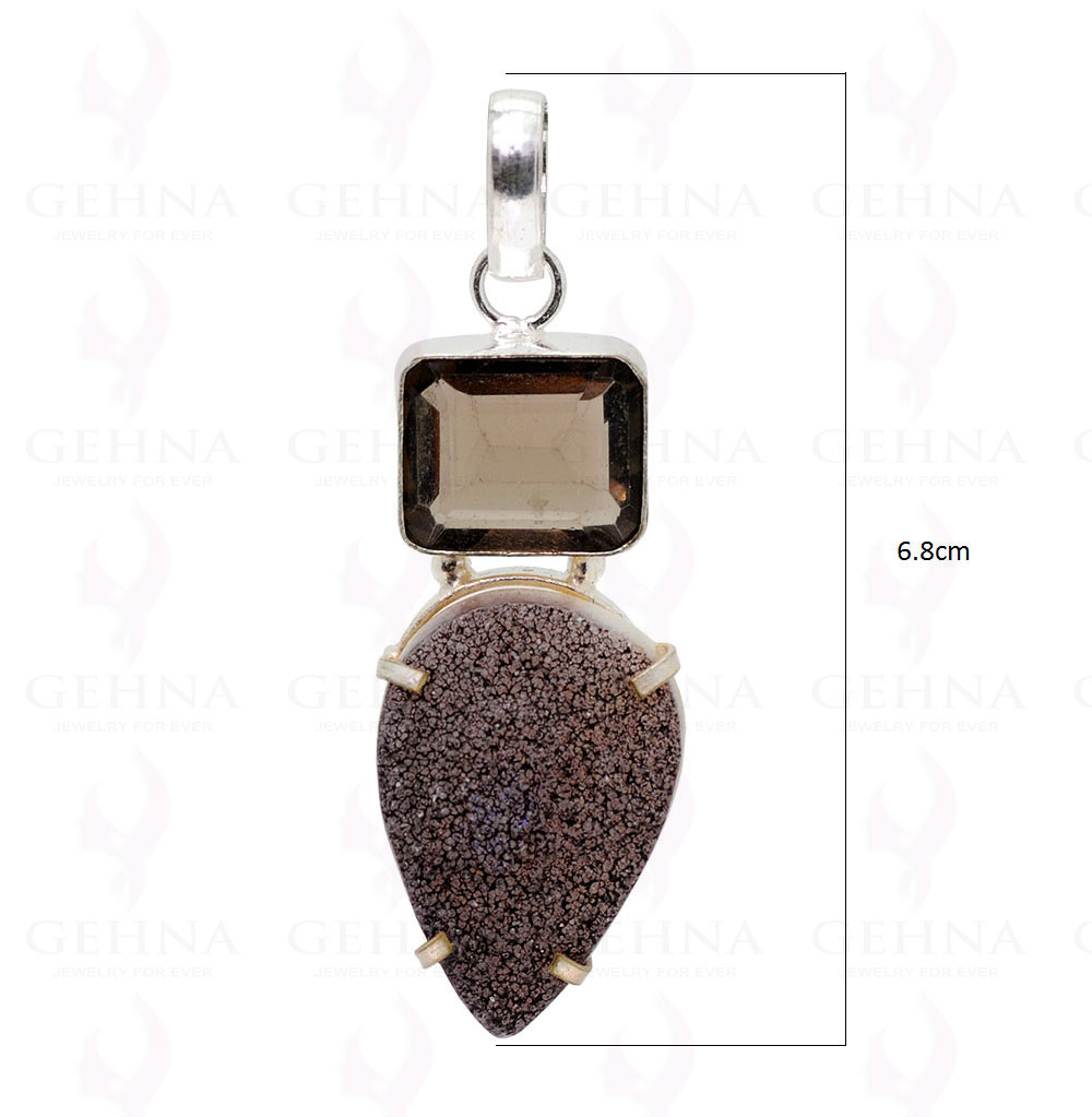 Smokey & Coffee Druzy .925 Sterling Silver Overlay Pendant GP2250