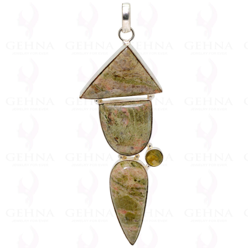 Unakite .925 Sterling Silver Overlay Pendant GP2288