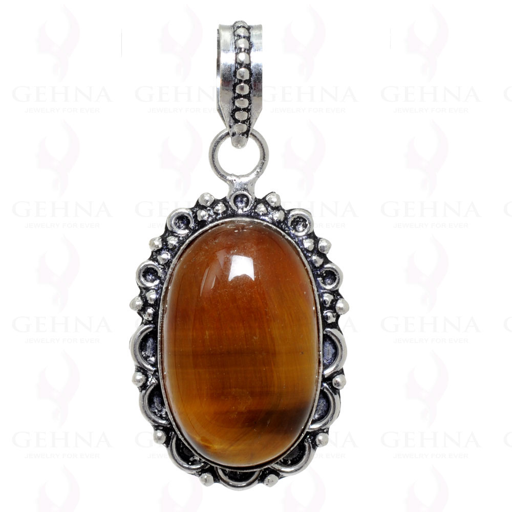 Tiger’S Eye Gemstone Pendant In 925 Sterling Silver Overlay GP2353
