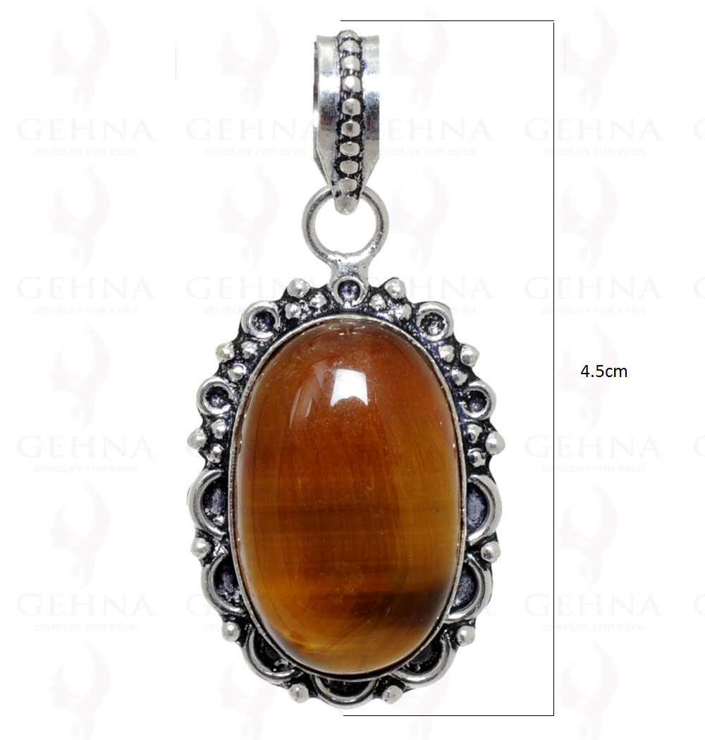 Tiger’S Eye Gemstone Pendant In 925 Sterling Silver Overlay GP2353