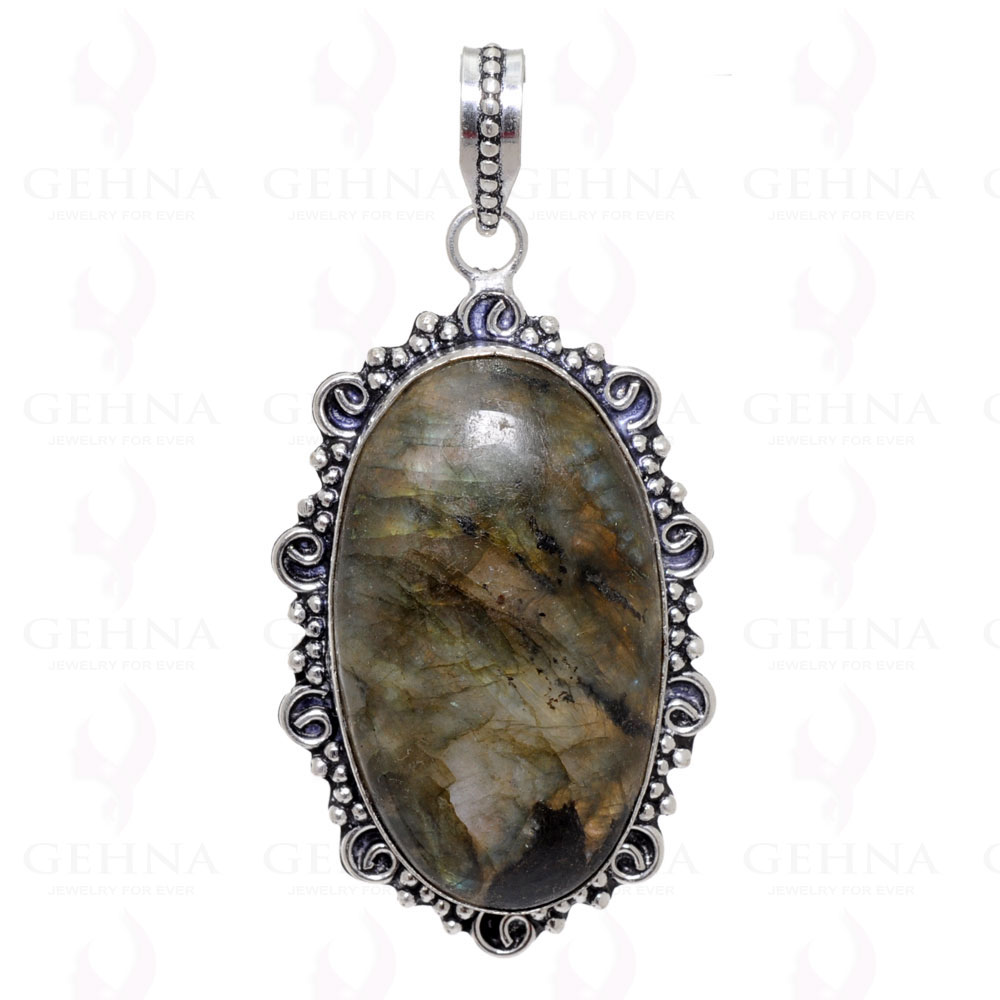 Labradorite Gemstone Studded Pendant In .925 Silver Overlay GP2373