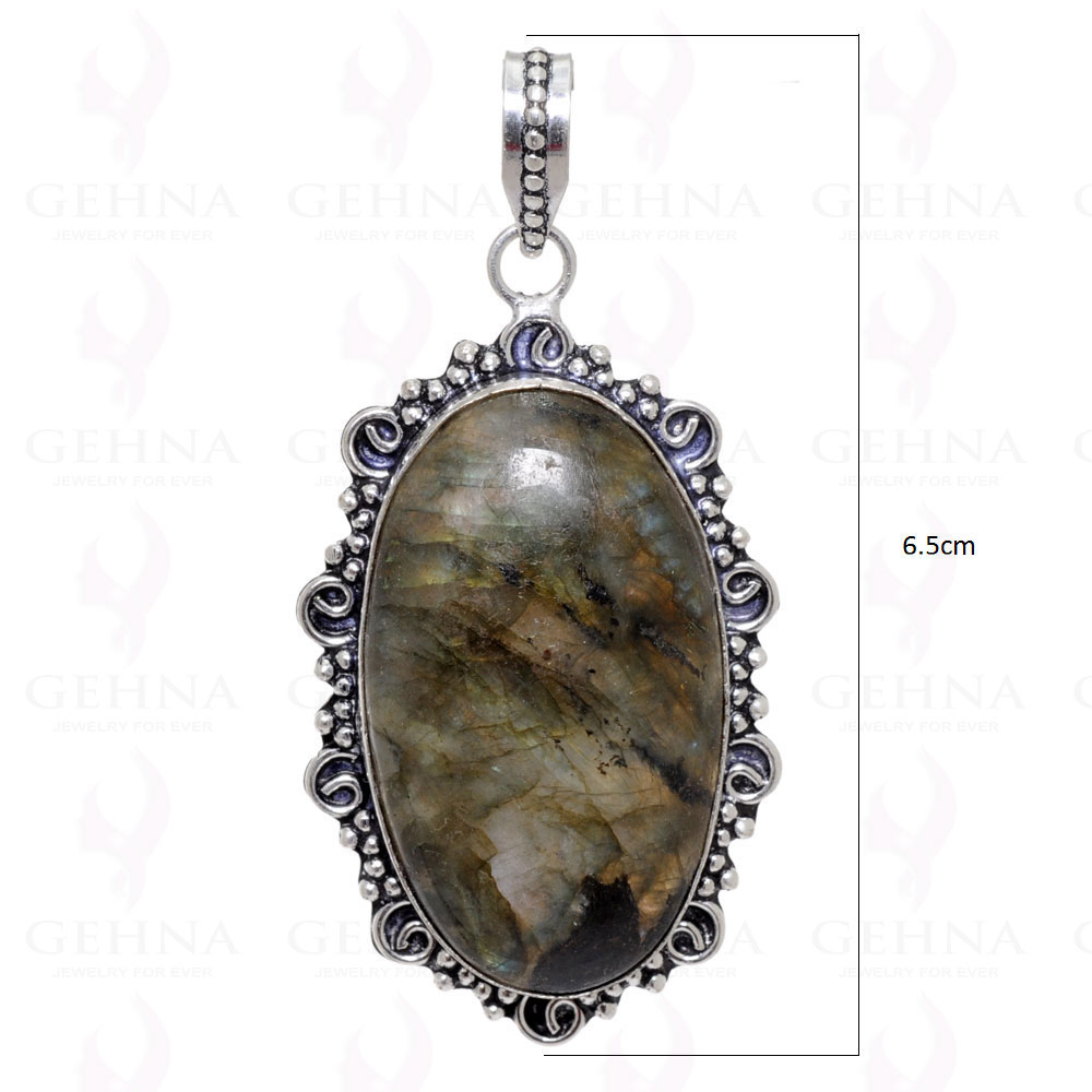Labradorite Gemstone Studded Pendant In .925 Silver Overlay GP2373