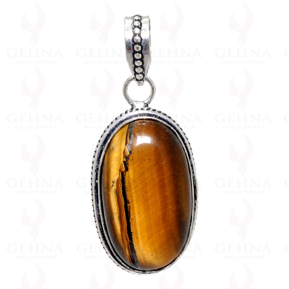 Tiger’S Eye Gemstone Pendant In 925 Sterling Silver Overlay GP2386