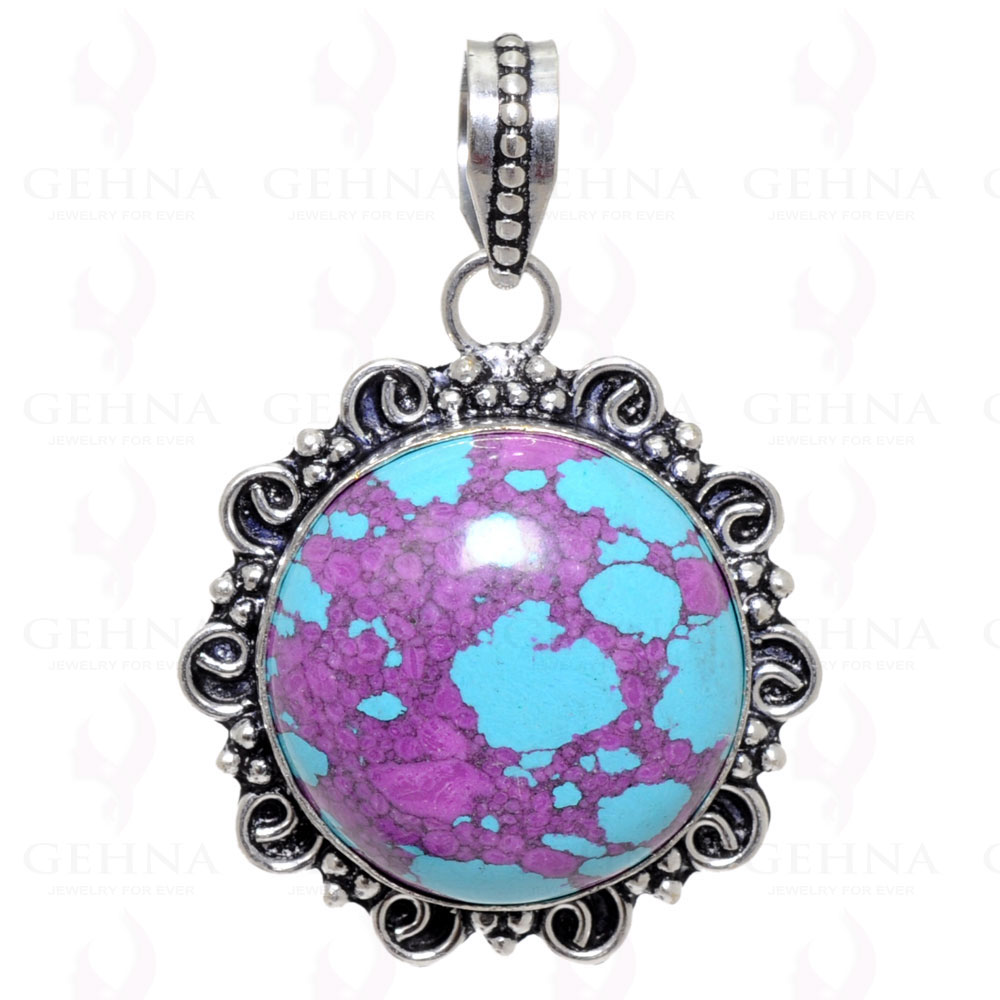 Purple Turquoise Pendant In 925 Sterling Silver Overlay GP2402