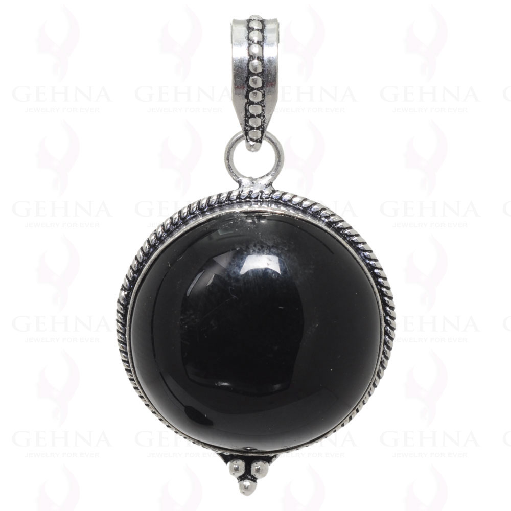 Black Onyx Gemstone Pendant In 925 Sterling Silver Overlay GP2404