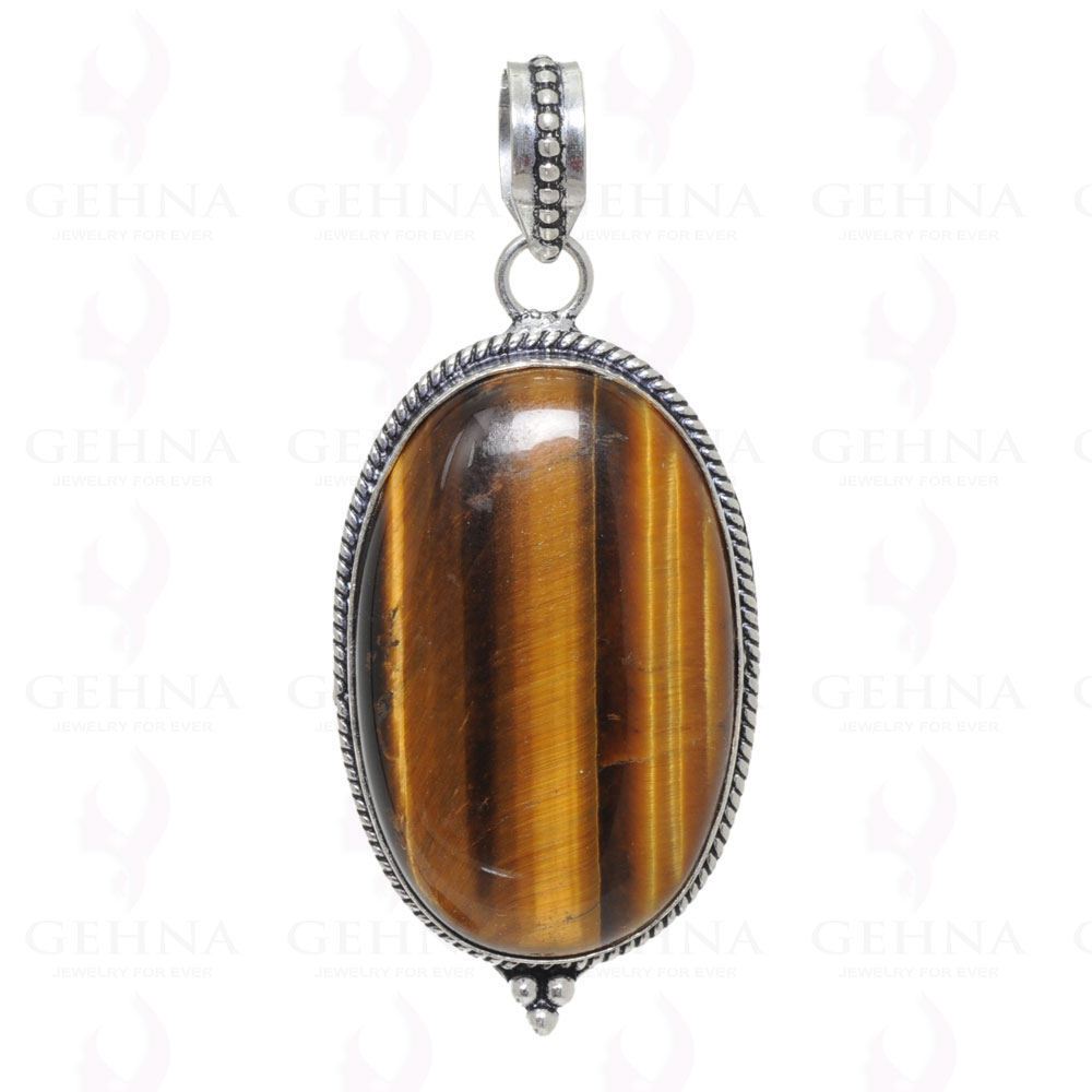 Tiger’S Eye Pendant In 925 Sterling Silver Overlay GP2437