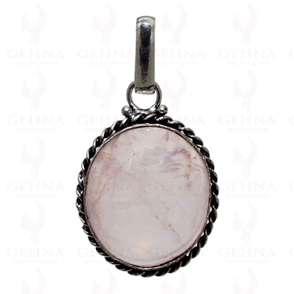 Rose Quartz Gemstone Pendant In 925 Sterling Silver Overlay GP2457
