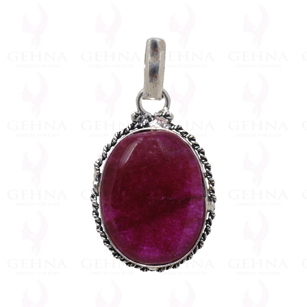 Ruby Color Stone Pendant In 925 Sterling Silver Overlay GP2467